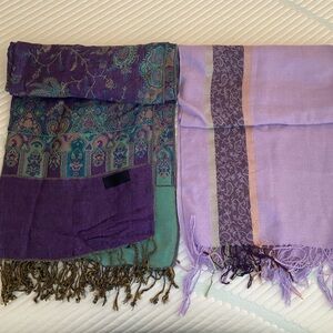 2 purple scarves